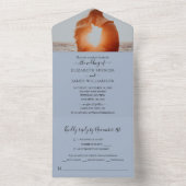 Dusty Blue Simple Elegant Photo Wedding All In One Uitnodiging (Binnen)
