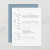 Dusty Blue Simple Elegant Wedding 2 Informatiekaartje (Voorkant / Achterkant)
