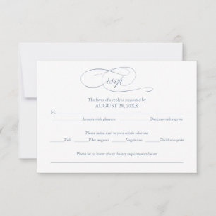 Dusty Blue Simple Elegant Wedding Carte RSVP