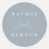 Dusty Blue Simple Elegant Wedding Ronde Sticker (Voorkant)