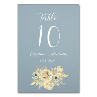 Dusty Blue Simple Floral Script Minimalistisch Chi Kaart