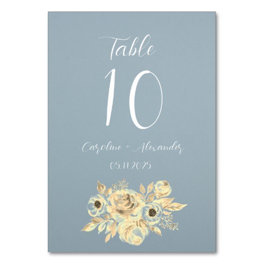 Dusty Blue Simple Floral Script Minimalistisch Chi Kaart (Voorkant)
