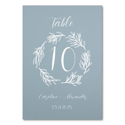 Dusty Blue Simple Floral Script Minimalistisch Chi Kaart (Voorkant)