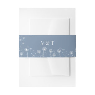 Dusty Blue Simple Floral Wedding Uitnodigingen Wikkel
