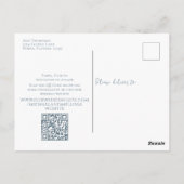 Dusty Blue Simple Minimalist Photo Collage QR Code Briefkaart (Achterkant)