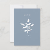Dusty Blue Simple Modern Botanical Wedding RSVP Kaartje (Achterkant)