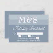 Dusty Blue Simple moderne Script Wedding Carte RSV (Devant / Derrière)