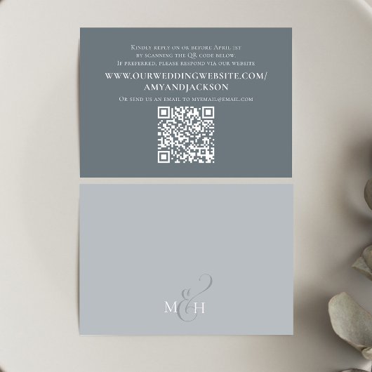 Dusty Blue Simple QR Code Site Web RSVP Mariage
