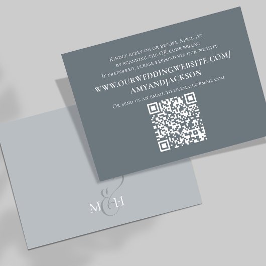 Dusty Blue Simple QR Code Site Web RSVP Mariage