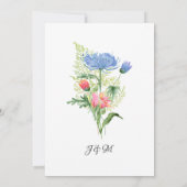 Dusty Blue Simple Waterverf Modern Floral Wedding Kaart (Achterkant)
