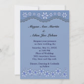 Dusty Blue Six Petal Faire-part de mariage (Devant)