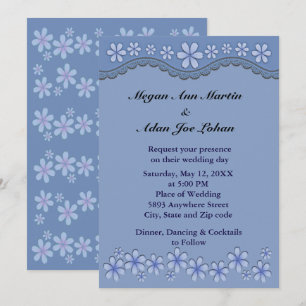 Dusty Blue Six Petal Faire-part de mariage