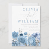 Dusty Blue Sky-Blue Floral Wedding Kaart (Voorkant)