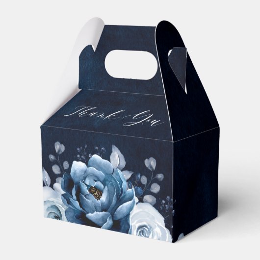 Dusty Blue Slate Navy Botanical Vrijgezellenfeest Bedankdoosjes (Voorkant Zijde)