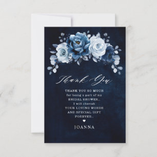 Dusty Blue Slate Navy Botanical Vrijgezellenfeest Bedankkaart