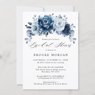 Dusty Blue Slate Navy Botanical Vrijgezellenfeest Kaart