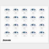 Dusty Blue Slate Navy Botanical Weddenschap Bedank Ronde Sticker (Vel)