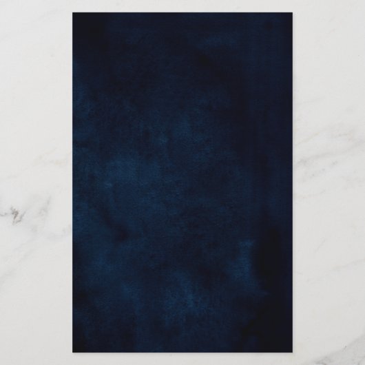Dusty Blue Slate Navy Botanical Wedding Menu (Achterkant)