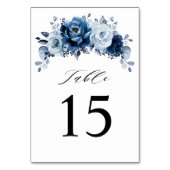 Dusty Blue Slate Navy Floral Botanical Wedding Kaart (Achterkant)