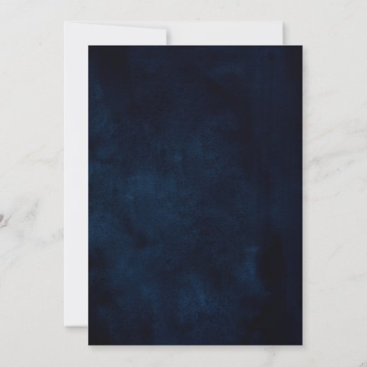 Dusty Blue Slate Navy Floral Botanical Wedding Kaart (Achterkant)