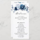 Dusty Blue Slate Navy Floral Botanical Wedding Programma (Voorkant / Achterkant)