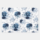 Dusty Blue Slate Navy Floral Botanical Wedding Wra Inpakpapier Vel (Voorkant 3)