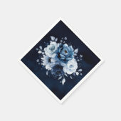 Dusty Blue Slate Navy Floral Wedding Napkins Servet (Hoek)