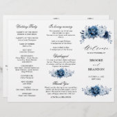Dusty Blue Slate Navy Programme de mariage botaniq (Devant / Derrière)
