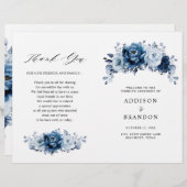 Dusty Blue Slate Navy Programme de mariage botaniq (Devant / Derrière)