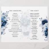 Dusty Blue Slate Navy Programme de mariage botaniq (Dos)