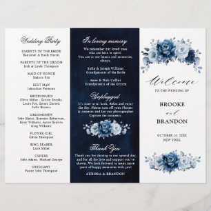 Dusty Blue Slate Navy Programme de mariage botaniq