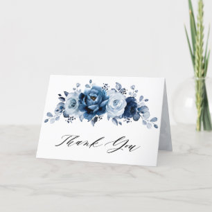 Dusty Blue Slate Navy Vrijgezellenfeest Wedding Bedankkaart