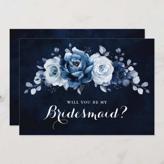 Dusty Blue Slate Navy... zal je mijn Bridesmaid zi Kaart (Voorkant / Achterkant)