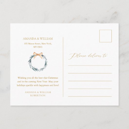 Dusty Blue Snowflake Christmas Briefkaart (Achterkant)