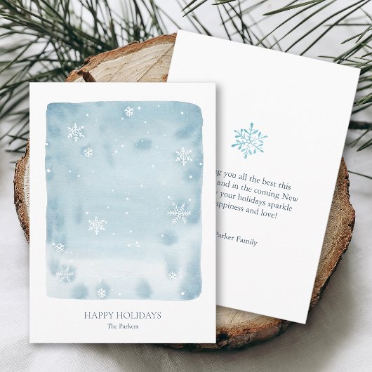 Dusty Blue Snowflake Holiday Kaart