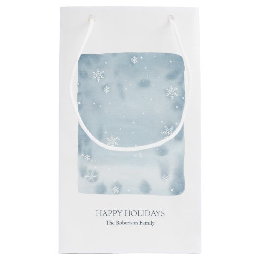 Dusty Blue Snowflake Klein Cadeauzakje (Achterkant)