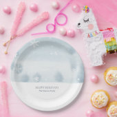 Dusty Blue Snowflake Papieren Bordje (Feest)