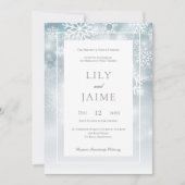 Dusty Blue Snowflake Sky Modern Wedding Invitation Kaart (Voorkant)