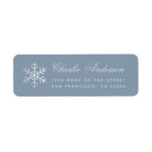 Dusty Blue Snowflake Winter Holidays Faux Silver Etiket (Voorkant)