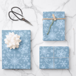 Dusty Blue Snowflakes Winter Feestdagen Kerstmis Inpakpapier Vel