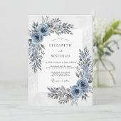 Dusty Blue Sophisticated Winter Wedding Kaart (Staand voorkant)