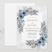 Dusty Blue Sophisticated Winter Wedding Kaart (Voorkant / Achterkant)