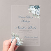 Dusty Blue Spaanse bruiloft Acryl uitnodiging Acryl Uitnodigingen (Insitu (Draagbaar))