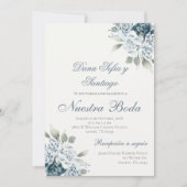 Dusty Blue Spaanse bruiloft uitnodiging (Voorkant)