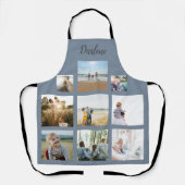 Dusty Blue Specialized Family Photo Collage Name Schort (Voorkant)