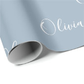 Dusty Blue Specialized Name Elegant Cadeaupapier (Rol Hoek)