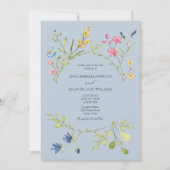 Dusty Blue Spring Fleur sauvage Faire-part de mari (Devant)