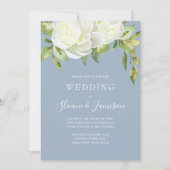 Dusty Blue Spring Floral Peony Wedding Kaart (Voorkant)
