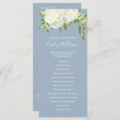 Dusty Blue Spring Floral Pioen Trouwprogramma Programma (Voorkant / Achterkant)