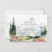 Dusty Blue Spring Mountains Wedding Carte RSVP (Devant)
